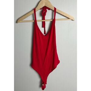 ASOS Red Halter Bodysuit Size 6 US / 10 UK Sleeveless Stretchy Clubwear Festival
